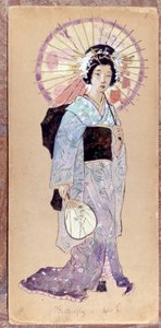 Kostyme av Madame Butterfly til første akt i skapelsen av Madame Butterfly av Giacomo Puccini i 1904. Samling av Museo della Scala i Milano. av Unknown artist