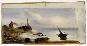 Hytte ved bredden av Unknown artist