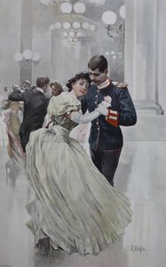 Par danser på et juleball av Unknown artist