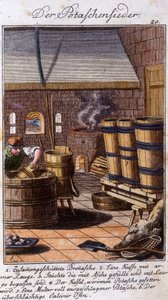 Håndverk: saltvannet som arbeider med kalium i verkstedet hans. I "" Omfattende beskrivelse av kunst og håndverk og verksteder for ungdom"" av Johan Peter Vue. Ed. Nürnberg, Weigel og Schneider av Unknown artist