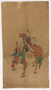 Daoist Immortal på en Qilin og to ledsagere av Unknown artist