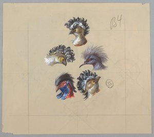 Design for tapet og tekstil: Fugler av Unknown artist