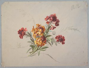 Design for tapet og tekstil: Blomster av Unknown artist