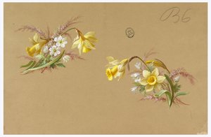 Design for tapet og tekstil: Blomster av Unknown artist