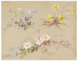 Design for tapet og tekstil: Blomster av Unknown artist