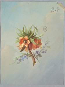 Design for tapet og tekstiler: Blomster av Unknown artist