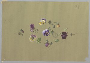 Design for tapet og tekstiler: Blomster av Unknown artist