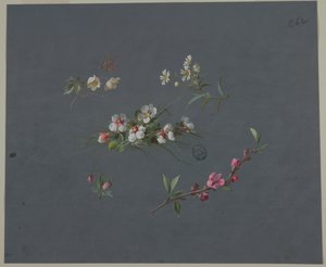 Design for tapet og tekstiler: Blomster av Unknown artist