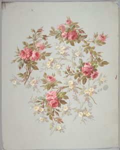 Design for tapet og tekstiler: Blomster av Unknown artist