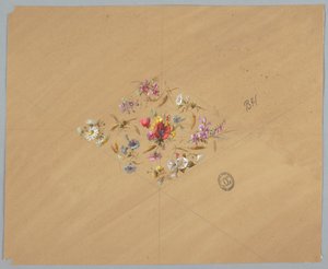 Design for tapet og tekstiler: Blomster av Unknown artist