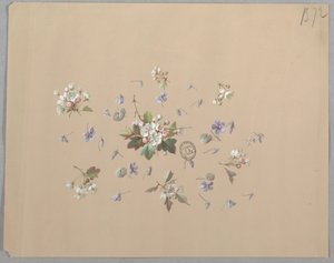 Design for tapet og tekstiler: Blomster av Unknown artist