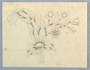 Design for en brosje med blomster av Unknown artist