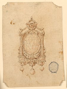 Design for en brosje med oval diamant av Unknown artist