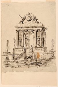 Design for en fontene med våpenskjoldet til pave Gregor XVI av Unknown artist