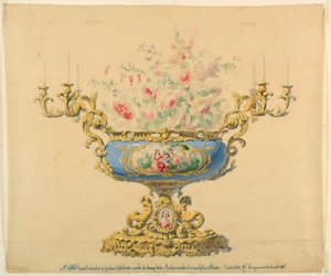 Design for en Jardiniere og Candelabrum av Unknown artist