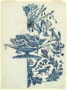 Design for en silkedamask av Unknown artist