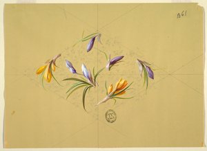 Design for tapet og tekstiler: Blomster av Unknown artist