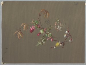 Design for tapet og tekstiler: Blomster av Unknown artist