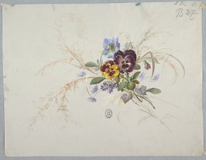 Design for tapet og tekstiler: Blomster av Unknown artist