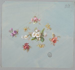 Design for tapet og tekstiler: Blomster av Unknown artist