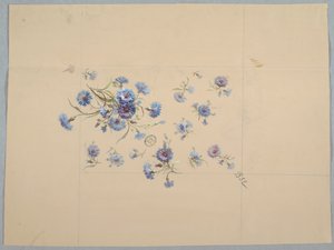 Design for tapet og tekstiler: Blomster av Unknown artist