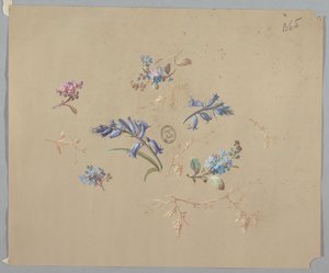 Design for tapet og tekstiler: Blomster av Unknown artist