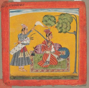 Dipak Raga, en av de trettiseks melodiene (Ragamala): Personifisering av kjærlighet av Unknown artist