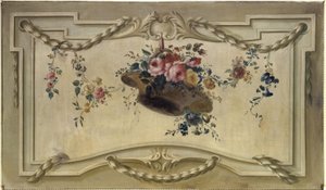 Dørovertrekk: kurv med blomster, mellom 1769 og 1789 (olje på lerret) av Unknown artist