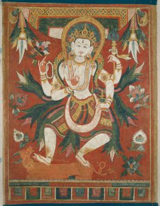 Dobbeltsidig malt banner (Paubha) med guden Shiva av Unknown artist