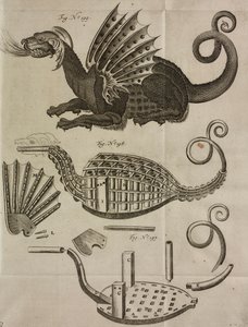 Drage for fyrverkerioppskytning, gravering fra Grand Art d#39;Artillerie, av Casimir Siemienowicz av Unknown artist