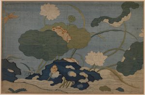 Øyenstikker og lotusplanter av Unknown artist