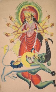 Durga dreper demonen Mahisha av Unknown artist