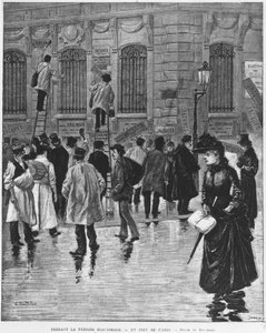 I valgperioden, i Paris; plakatklistremerker under valget 27. januar 1889, kulminerte med bakerikampanjen - Musee Carnavalet. av Unknown artist
