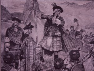 Jarl av Mar hever jakobittisk standard i 1715 (gravering) av Unknown artist