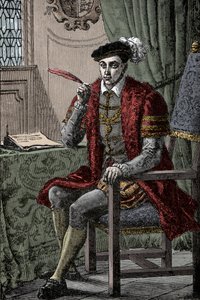 Edward VI skriver dagboken sin - Kong Edward VI (1537-1553) skriver dagboken sin av Unknown artist