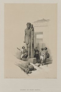 Egypt og Nubia, bind II: Kolossen foran tempelet ved Wady Saboua, Nubia av Unknown artist