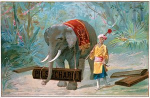 Elephant and Cornac, reklame for «Suchard», v. 1895 av Unknown artist