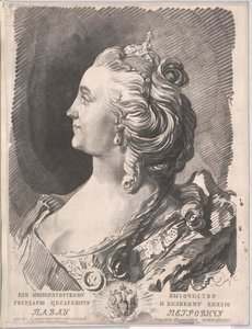 Russlands keiserinne Katarina II (trykk) av Unknown artist