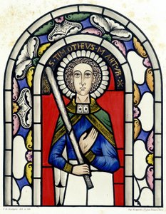 Gravering som representerer det fargede glasset til Saint Timothy, fra kirken Neuviller. av Unknown artist
