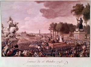 Henrettelse av Marie Antoinette: Dronning Marie Antoinette på stillaset 16. oktober av Unknown artist