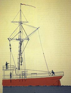 Expedition Voeringen, første norske ekspedisjoner i Nord-Atlanteren rundt 1876-1878. Utsikt over trinsesystemet for å undersøke marine dybder. 1878 ca. av Unknown artist