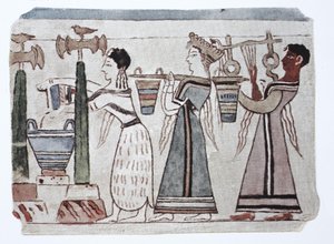 Mote, egeisk fønikisk kultur, 2000-500 f.Kr. Kvinner med vannbøtter bak en harpist av Unknown artist