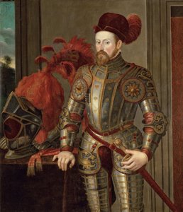 Ferdinand II av Tyrol (av Habsburg), erkehertug av Østerrike - Portrett av Ferdinand II (1529-1595), erkehertug av Østerrike, Anonym . Olje på lerret, ca 1557. Kunsthistorisk museum, Wien av Unknown artist