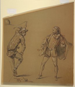 Figurstudier for design av et clavichord-deksel av Unknown artist