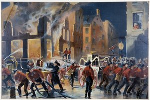Brann og brannmenn i New York av Unknown artist