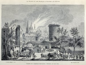 Brann i Cathedrale St André, Bordeaux, 25. august av Unknown artist