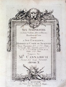 Første side med noter til symfonien n. 3 av Christian Cannabich av Unknown artist