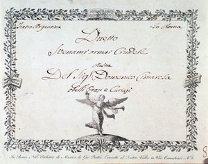 Første side av partituret til Svenami nå grusomt, i Gli Orazi e i Curiazi av Domenico Cimarosa, ca. 1798 av Unknown artist