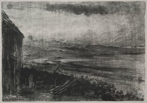 Fiskerhytte med stråtak av Unknown artist