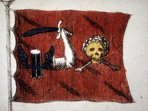 Flagget til de barbariske piratene, gravering sent på 1700-tallet. av Unknown artist